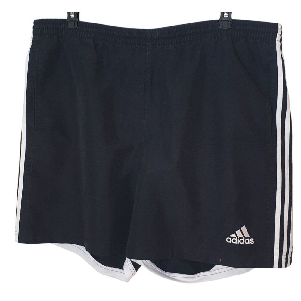 Vtg Adidas Womens 2XL Black White Striped Athletic Shorts Sportswear Workout Gym